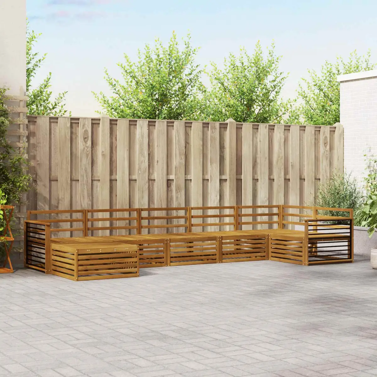 vidaXL vidaXL Outdoor Sofa Set 7 pcs Natural - Garden Sofa Sets