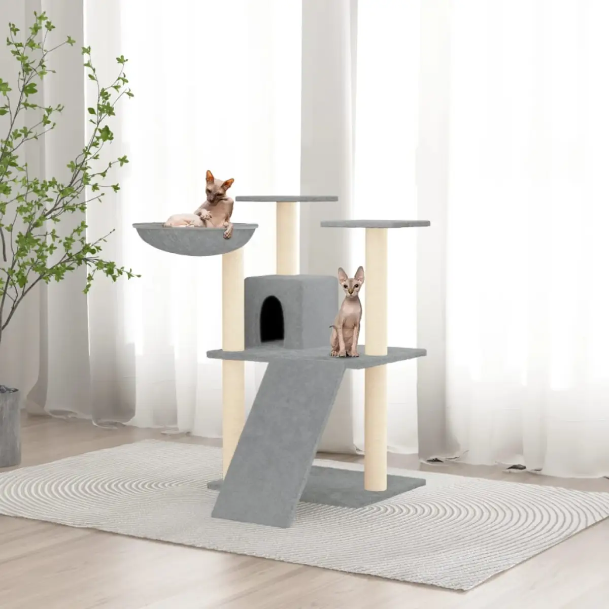 vidaXL vidaXL Cat Tree with Sisal Scratching Posts Light Grey 83 cm - Cat Tree