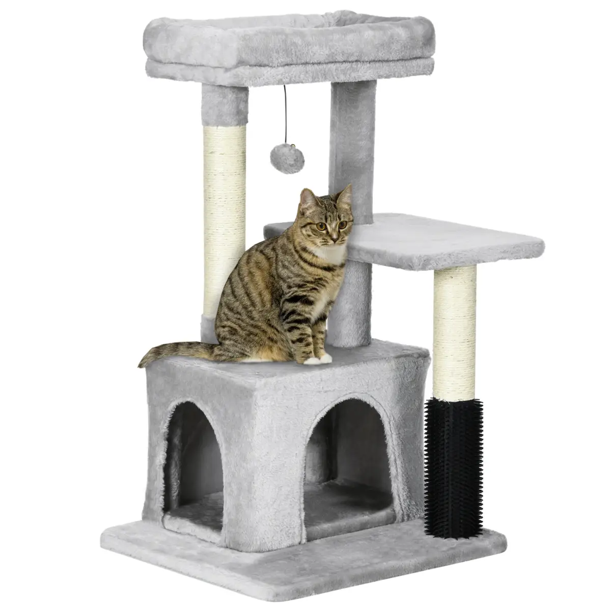 Pawhut Cat Tree Climbing Activity Center with Scratching Massage Toy Hanging Ball - Cat Tree