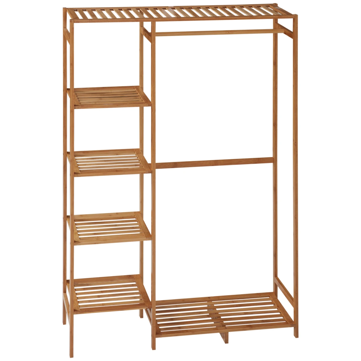 HOMCOM Eco Bamboo Clothes Rail 6 Tier Shelves For Home Use - Wardrobe