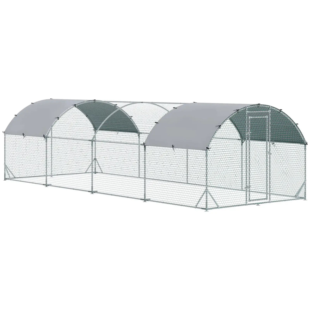 PawHut Walk In Chicken Run Galvanised Chicken Coop Hen Poultry House Cage Pet Playpen Garden with Water-Resist Covers - from PawHut