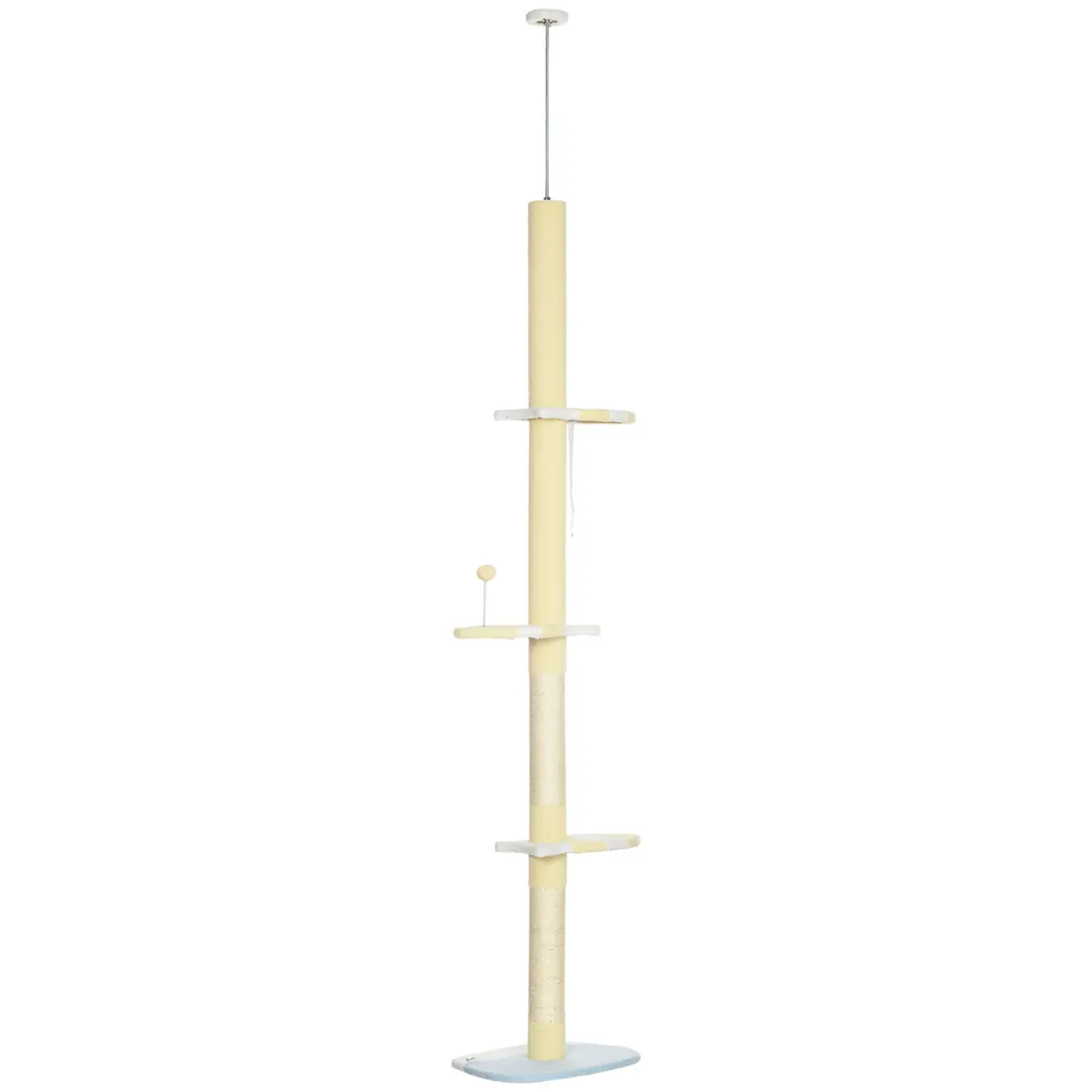 Unbranded 260cm Height Adjustable Floor-To-Ceiling Cat Tree w/ Anti-Slip Kit - Yellow - Cat Tree