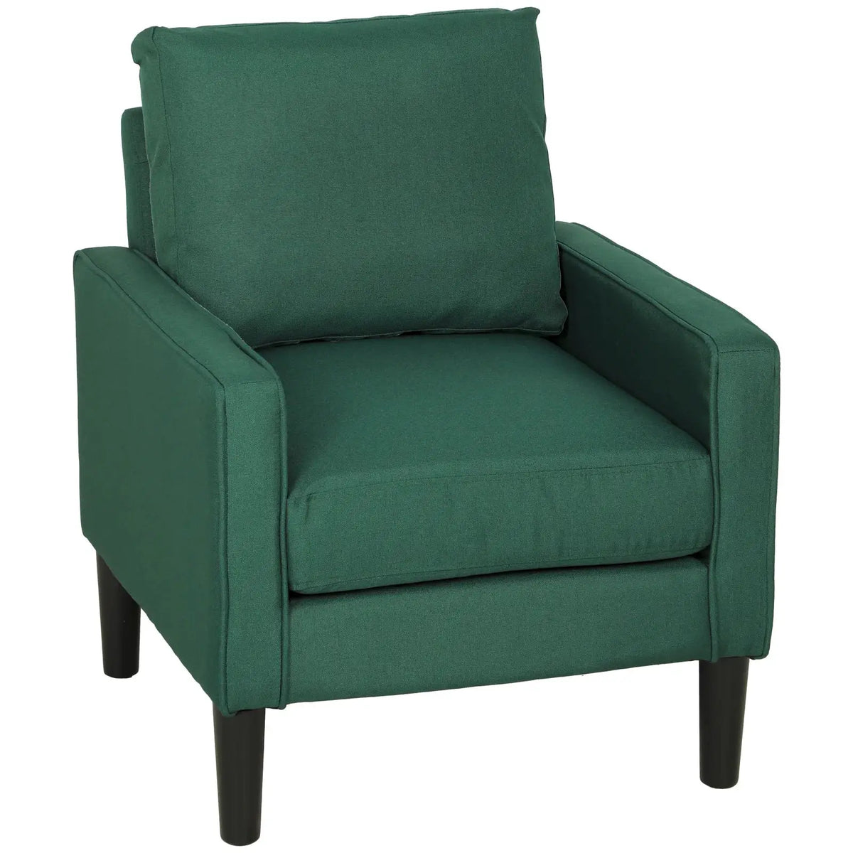 HOMCOM Accent Chair, Removable Pillow Linen Armchair with Comfy Spring Cushion for Living Room, Bedroom, Study, Dark Green - from HOMCOM