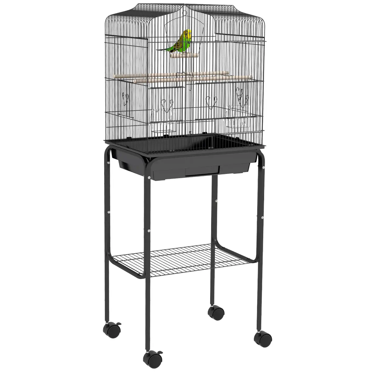 PawHut PawHut Bird Cage for Budgie Finch Canary Parakeet W/ Stand Tray Black - Bird Cage