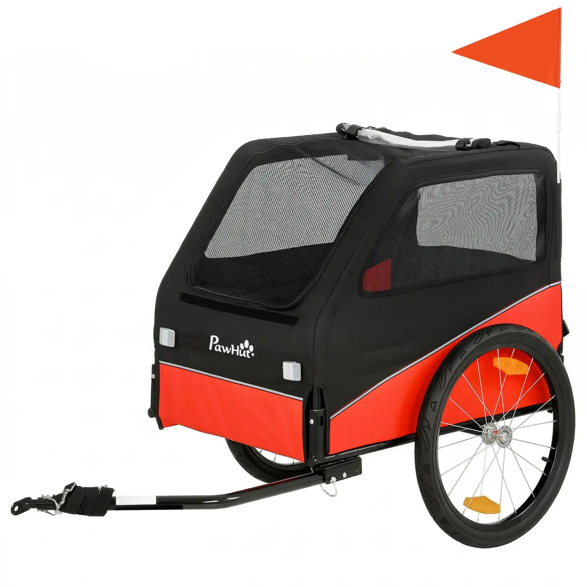 PawHut Dog Bike Trailer, Dog Cart Bicycle Carrier for Small and Medium Pets with 20" Inflatable Rubber Wheels, Red - from PawHut