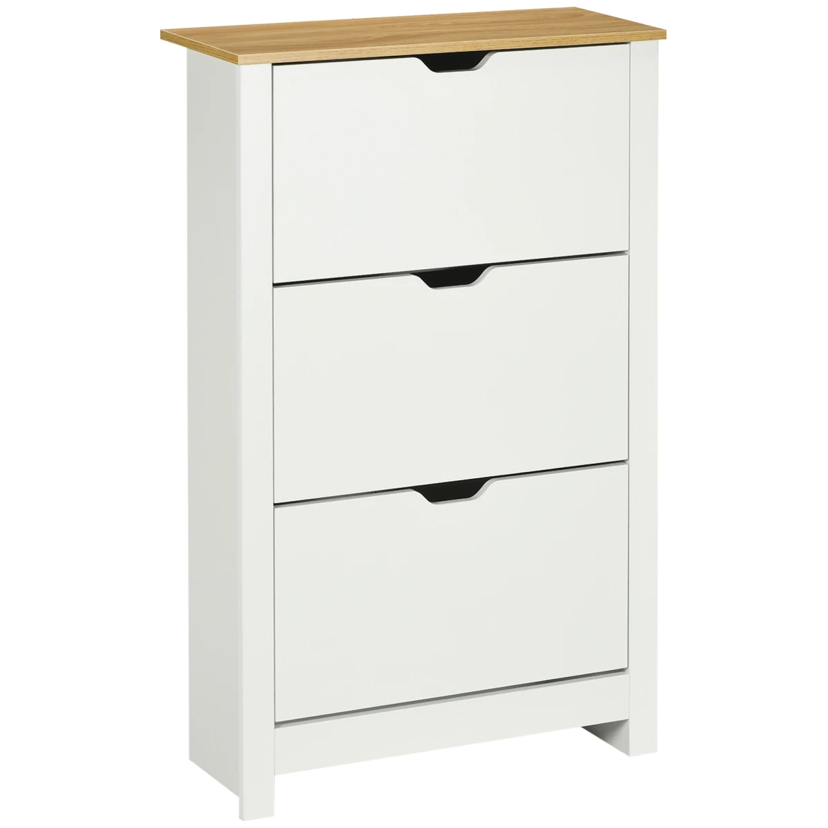 HOMCOM HOMCOM Shoe Cabinet White Wood Top 18 Pair Capacity 6 Shelves 3 Drawers Anti Tip - Shoe Storage