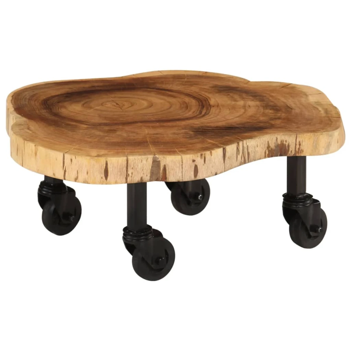 VidaXL Coffee Table 60x55x25 cm Solid Acacia Wood On Wheels Rustic Finish Living Room Decor by vidaXL