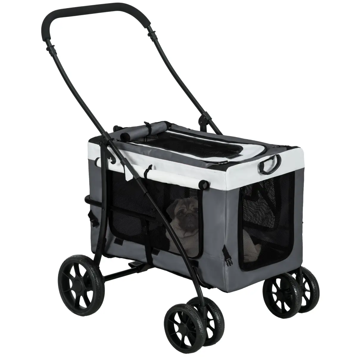 PawHut PawHut Foldable Pet Stroller w/ Detachable Carrier, Soft Padding - Grey - Pet Carrier