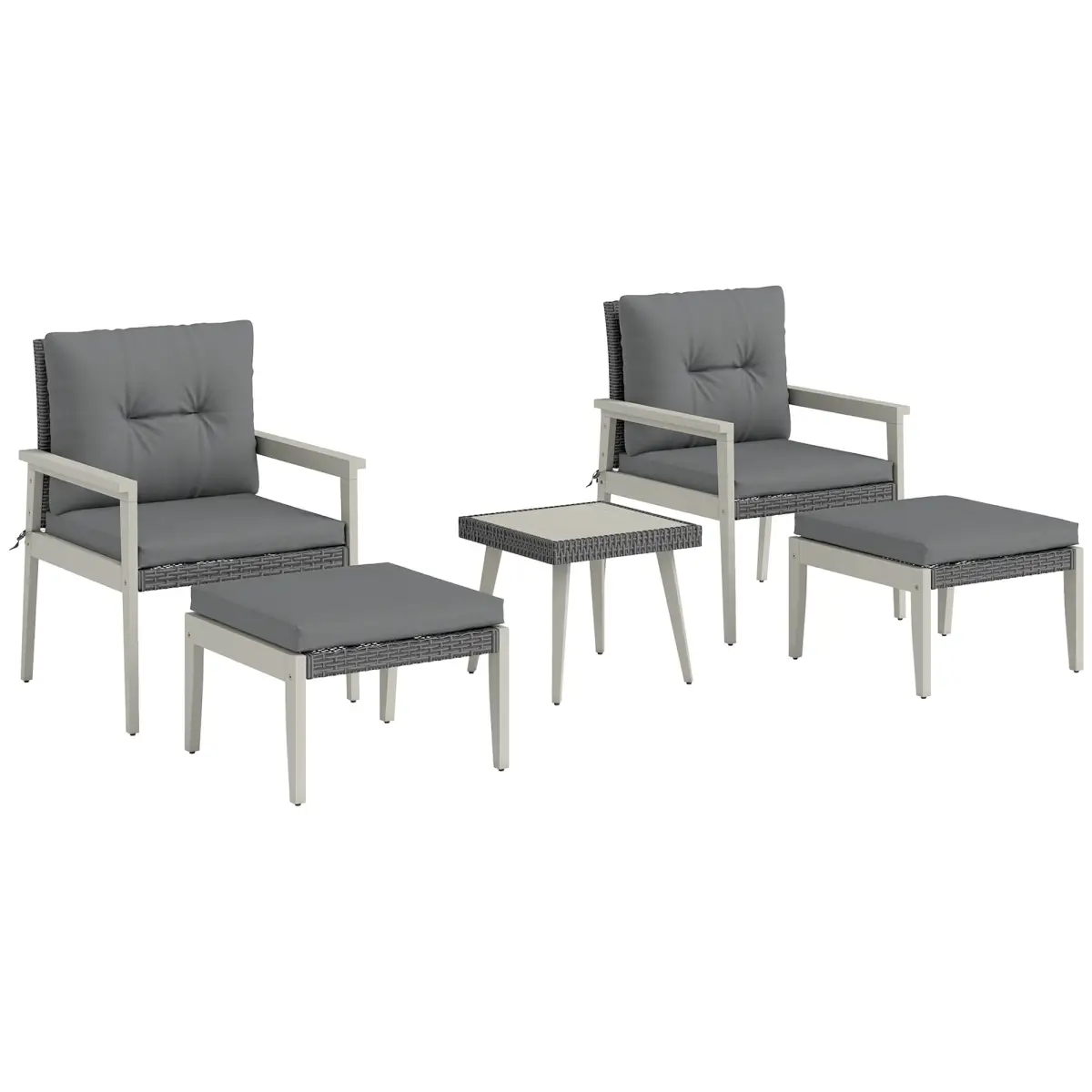 Outsunny Outsunny 5 Pieces Rattan Patio set with Acacia Wood Top Coffee Table - Garden Set