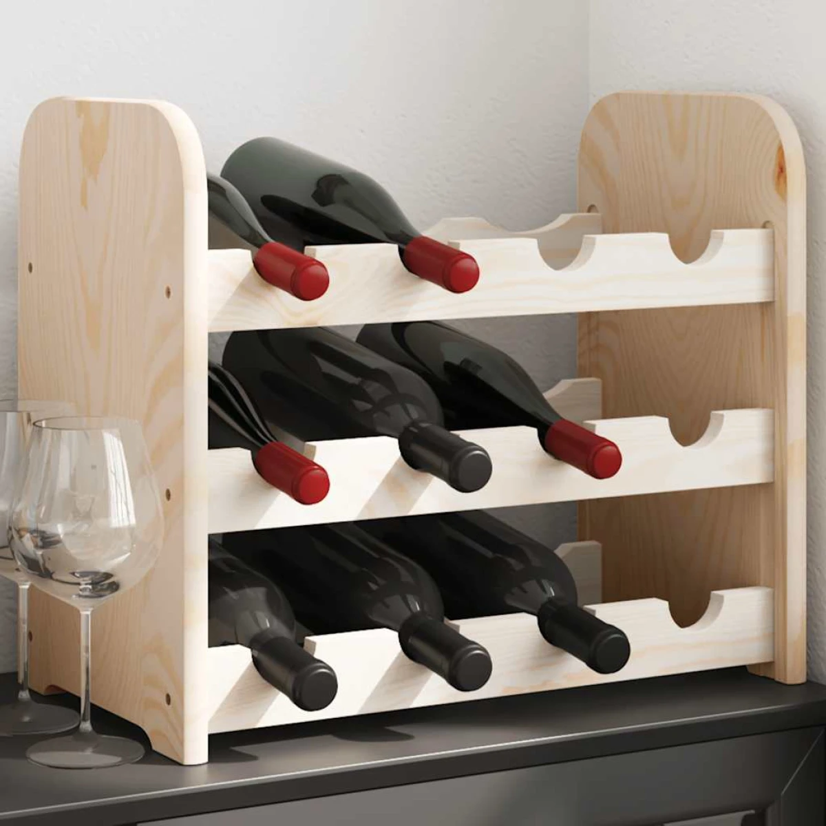 vidaXL vidaXL Wine Rack 43x25x37 cm Solid Wood Pine - Wine Rack