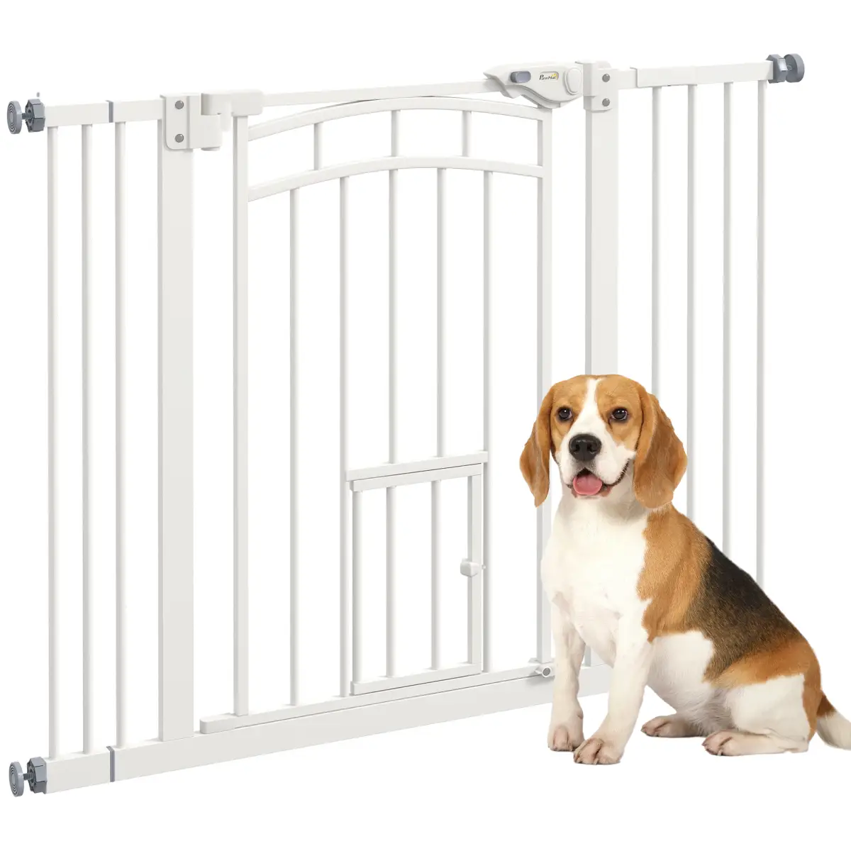 PawHut PawHut Pressure Fit Safety Gate, Dog Gate w/ Small Cat Door, 74-100cm Openings - Pet Gate