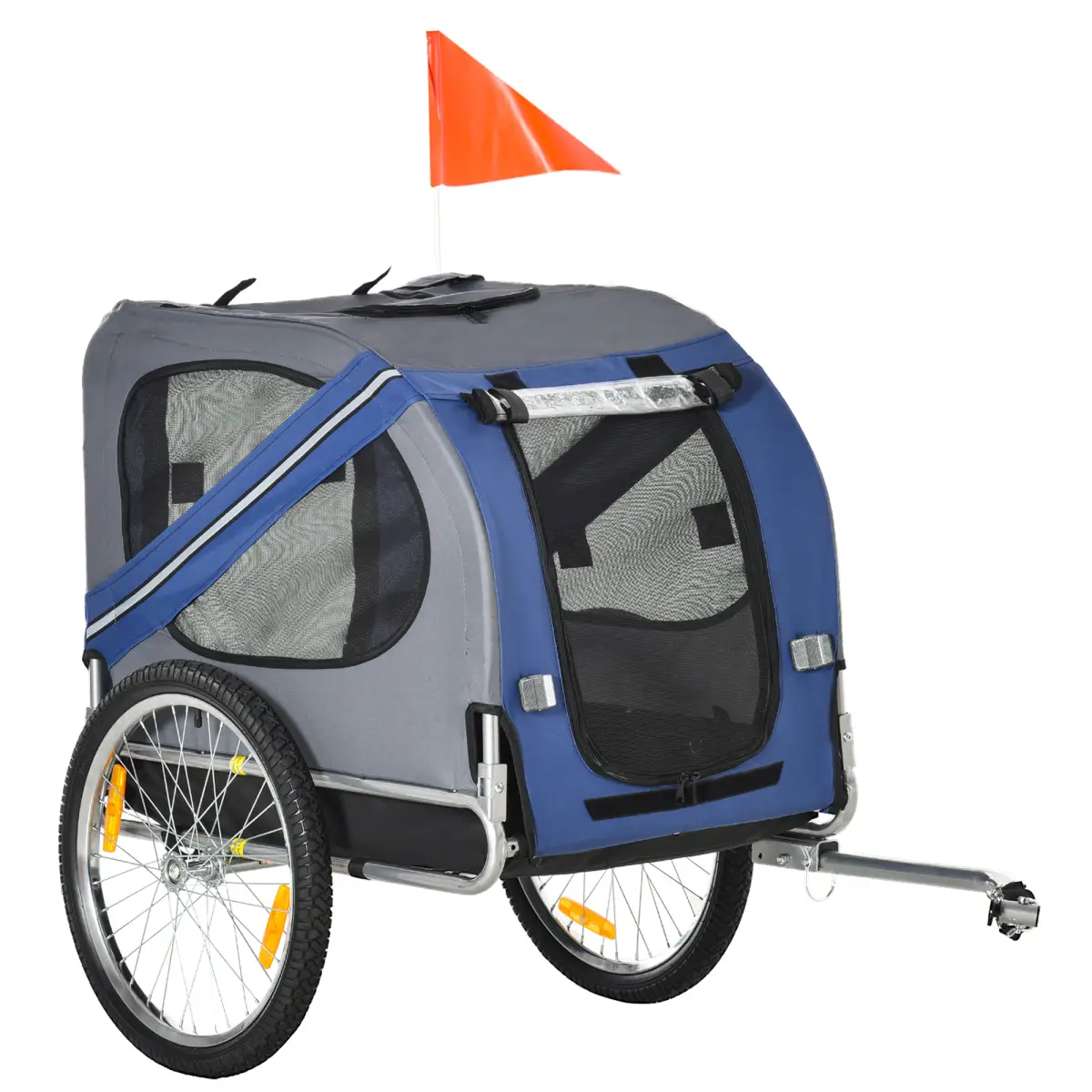 Pawhut Pet Bicycle Trailer Dog Cat Bike Carrier Water Resistant W/ Hitch Coupler Blue - Pet Carrier