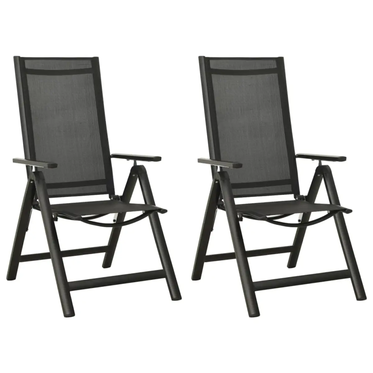 vidaXL vidaXL Folding Garden Chairs 2 pcs Textilene and Aluminium Black - Folding Chairs