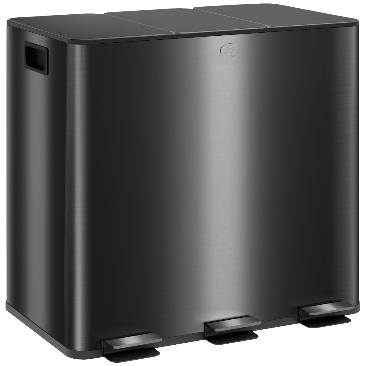 HOMCOM 3 x 15L Triple Kitchen Bin Pedal Bin for Recycling and Waste, Black - from HOMCOM