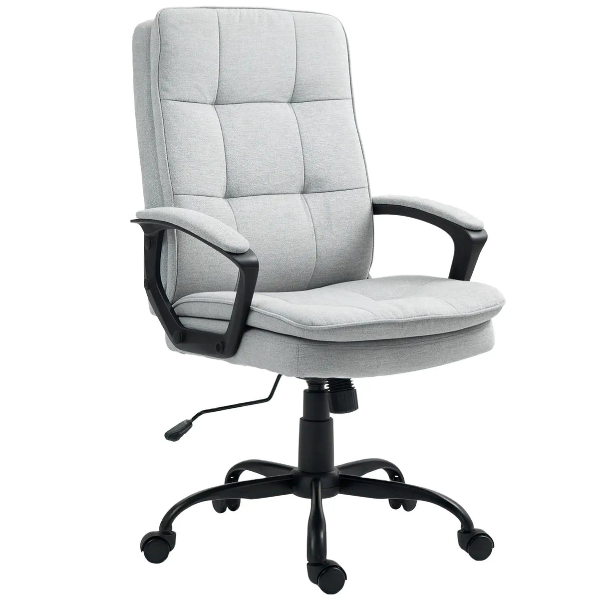 HOMCOM Linen-Look Double-Padded Office Chair - Grey - from HOMCOM