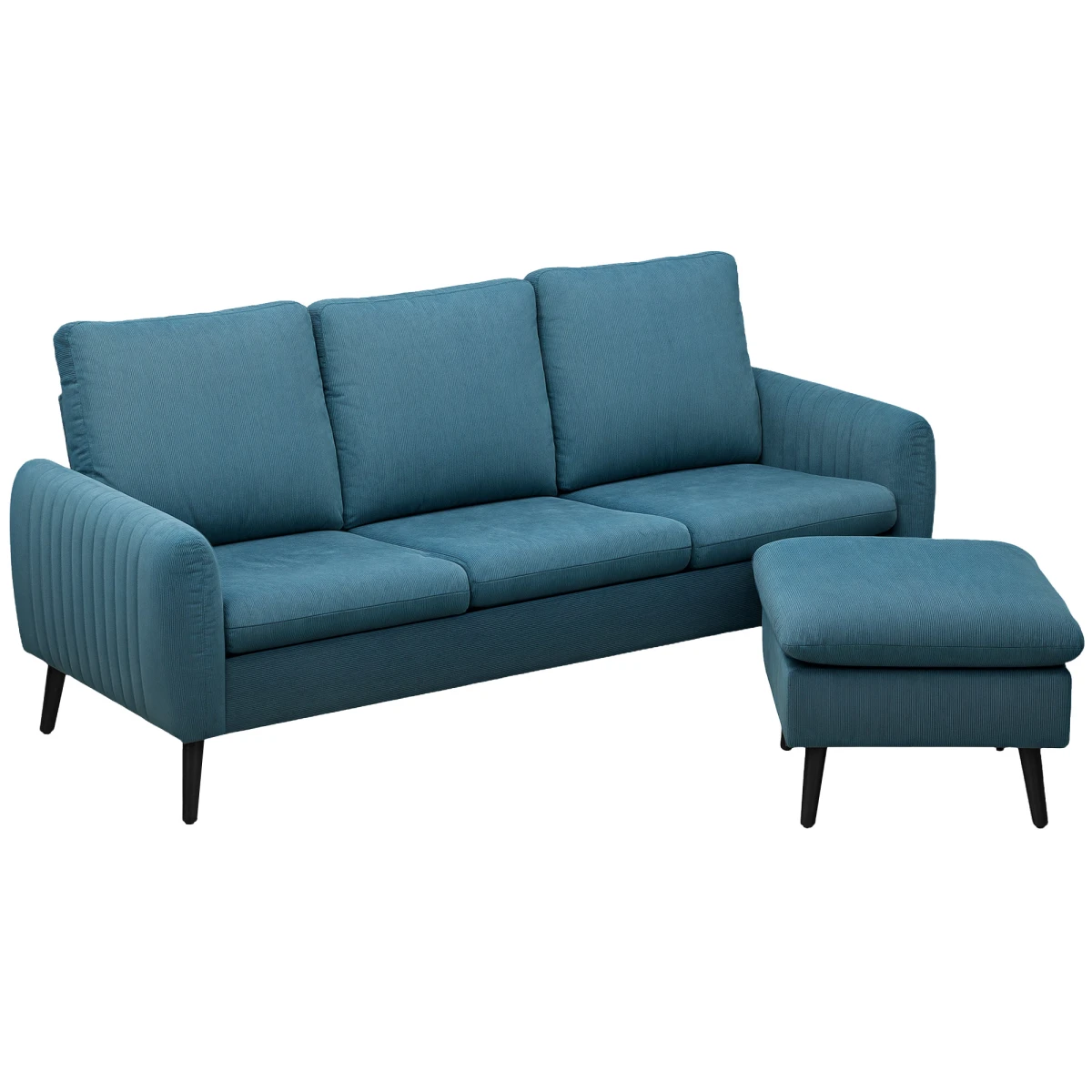 HOMCOM Corner Sofa Three Seater Corduroy Fabric For Home by HOMCOM