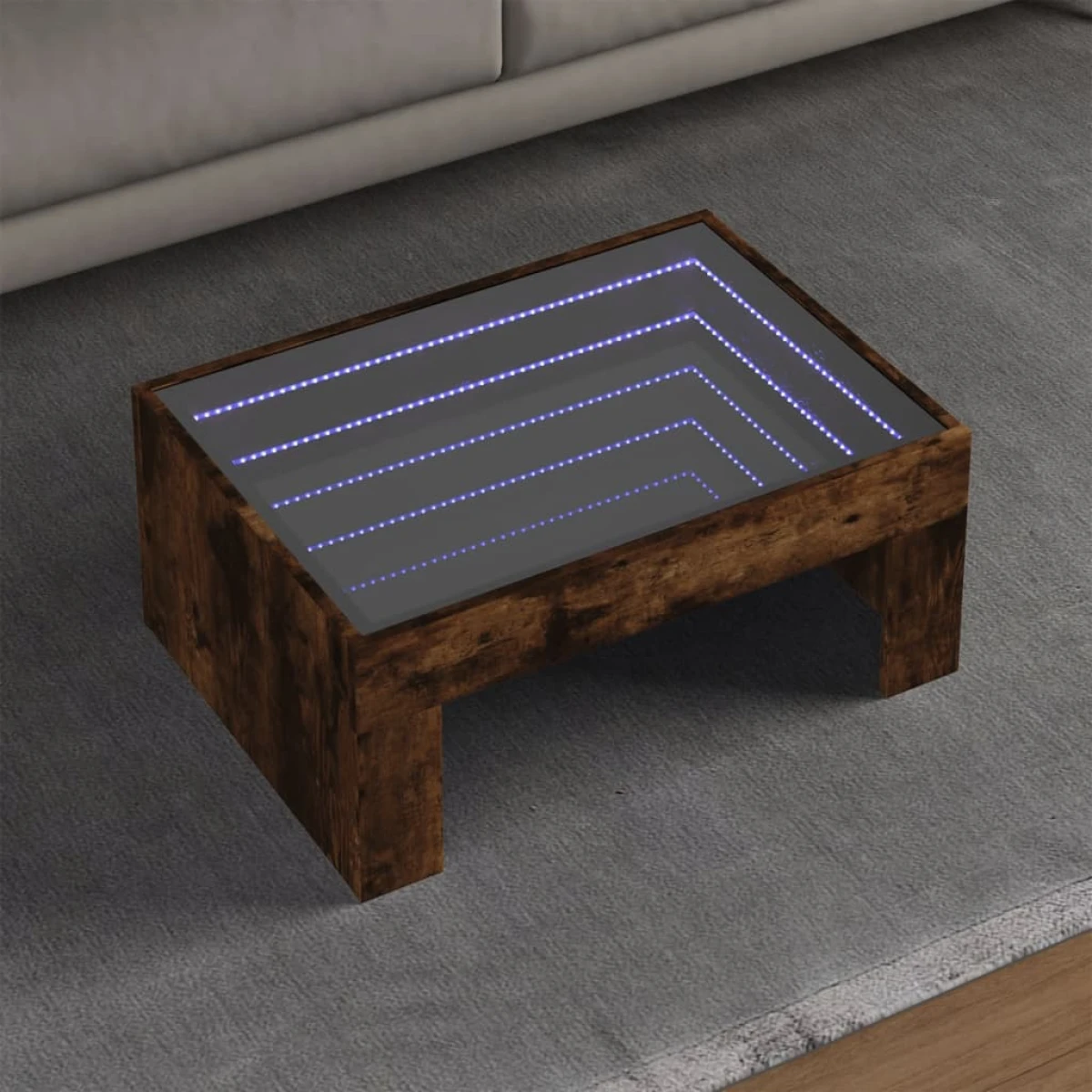 VidaXL Coffee Table 70x50x30 Cm With Infinity LED Mirror In Smoked Oak Finish For Modern Living Rooms by vidaXL