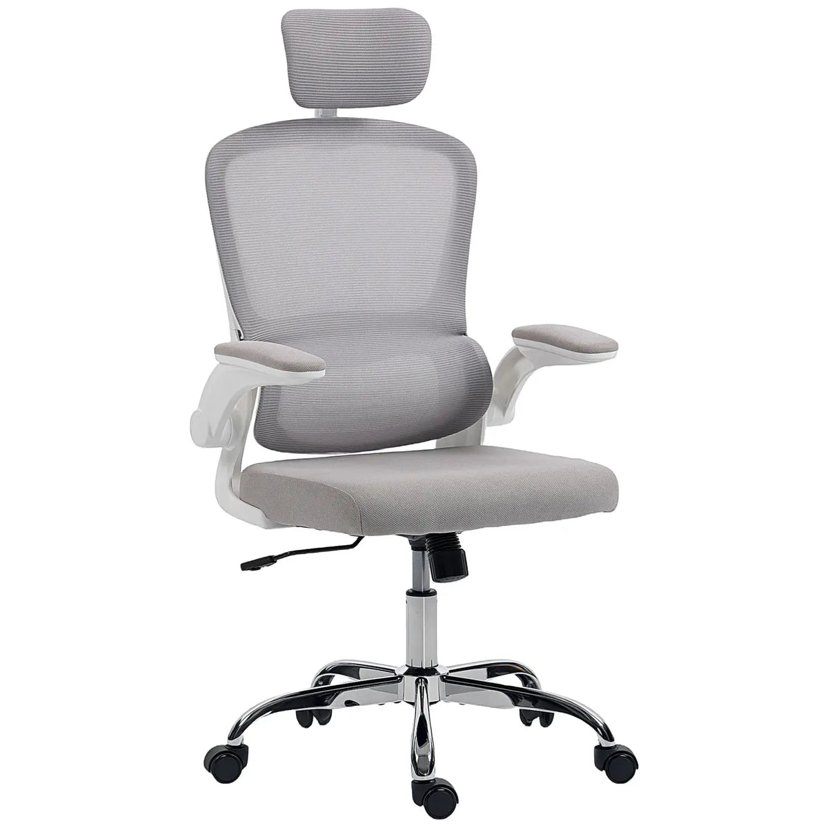 HOMCOM Mesh Back Office Chair, with Lumbar Support - Grey - from HOMCOM