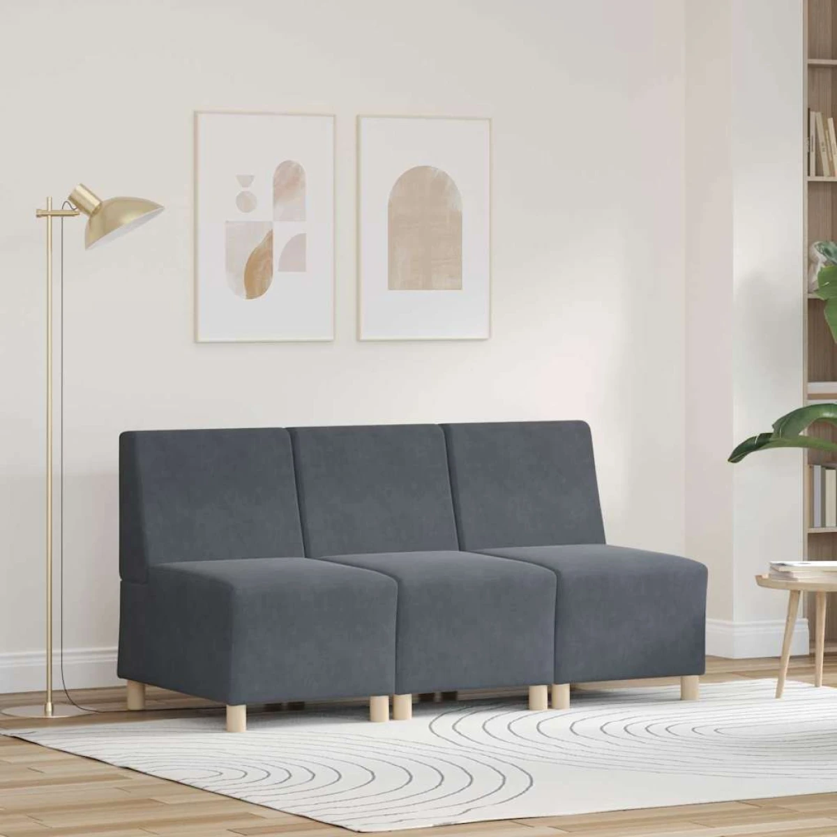 vidaXL VidaXL Modular Armless Sofa 55x74x82 Velvet for Living Room - Sofa