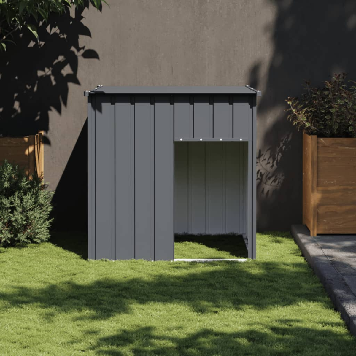 vidaXL Dog House with Roof Anthracite 110x103x109 cm Galvanised Steel - from vidaXL