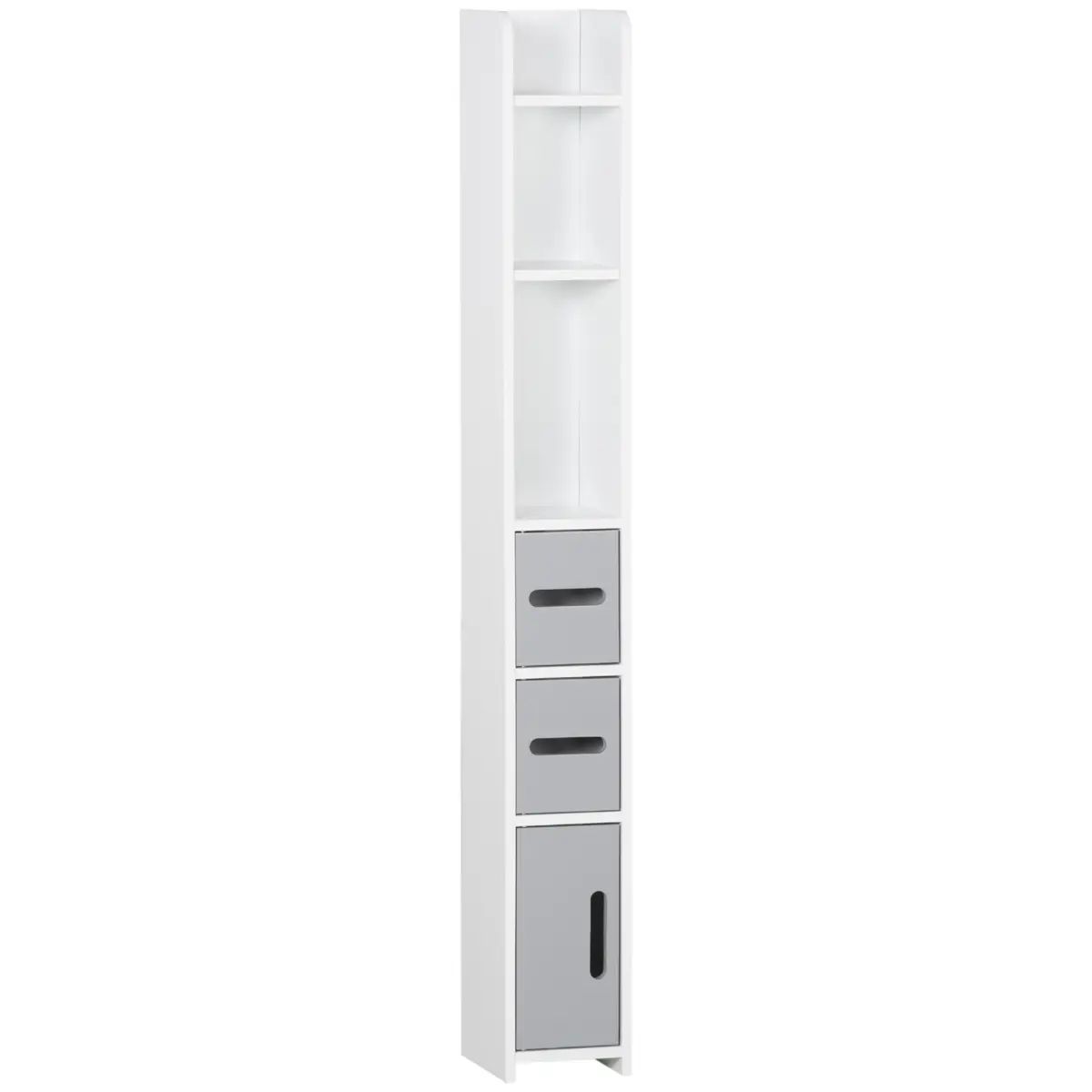 Unbranded kleankin Freestanding Tall Bathroom Cabinet W/ Open Shelves 3 Cupboards, Grey - Display Cabinet