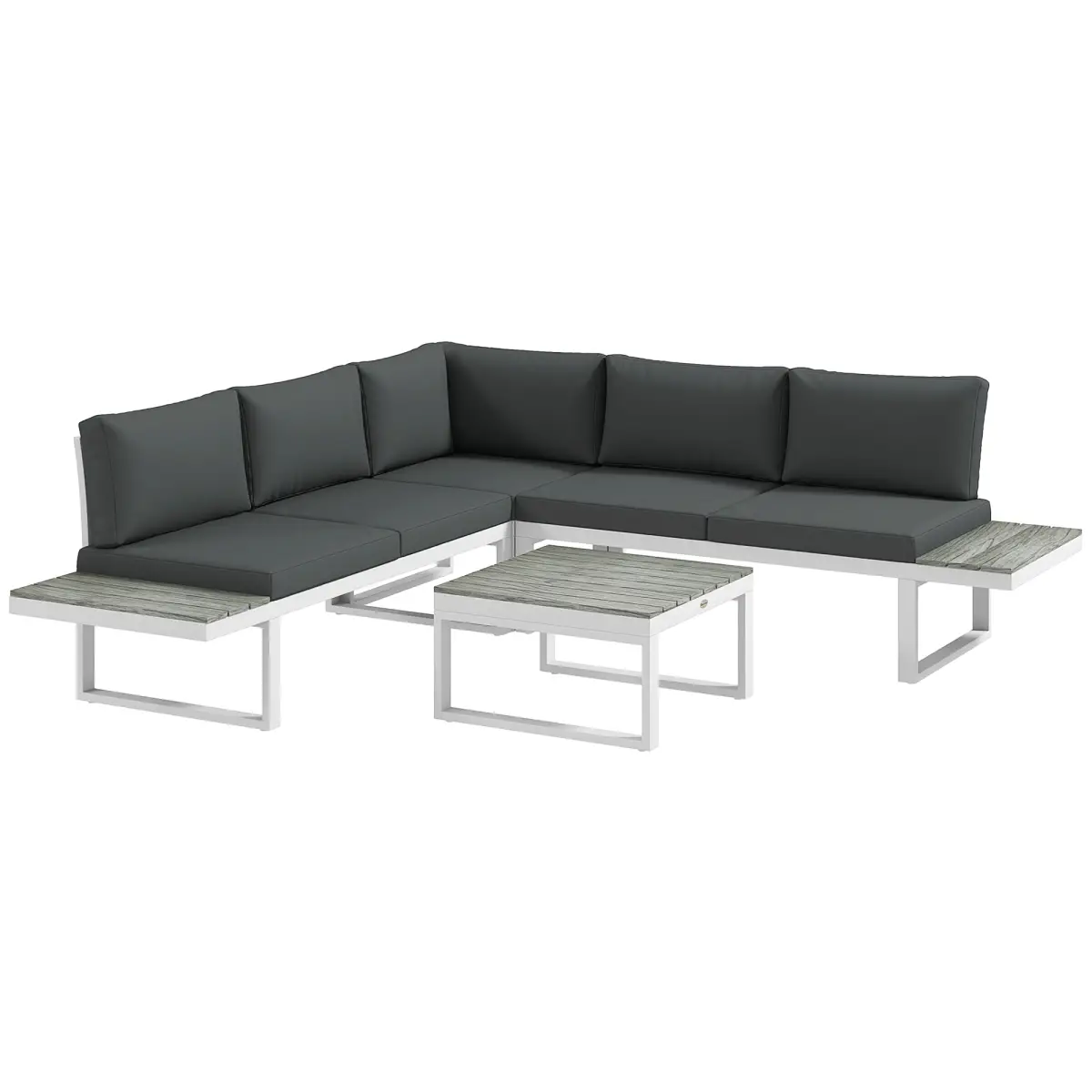 Outsunny Outsunny 4 PCs Garden Set w/ 5-Level Recline Corner Conversation Sofa Set White - Garden Sofa Sets