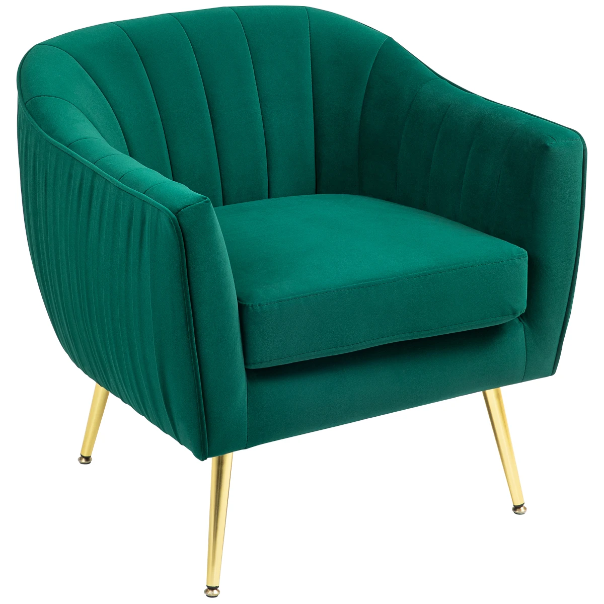 HOMCOM Deluxe Velvet Arm Chair Single Compact Gold Leg Living Room - Armchair