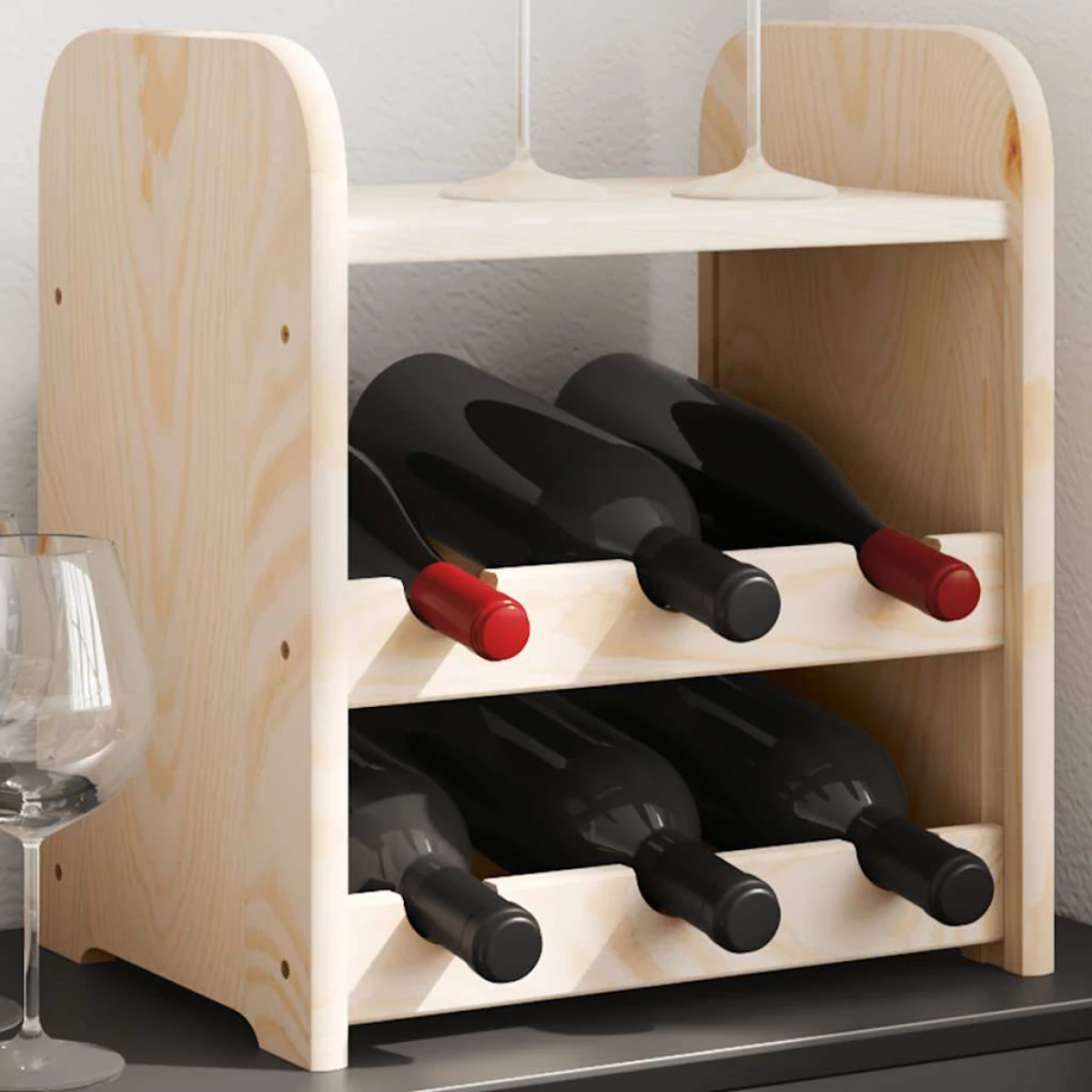 vidaXL vidaXL Wine Rack with Top Board 33x25x37 cm Solid Wood Pine - Wine Rack