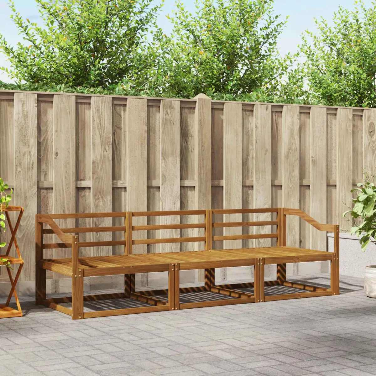 vidaXL vidaXL Outdoor Sofa Set 3 pcs Natural Solid Acacia Wood - Garden Sofa Sets