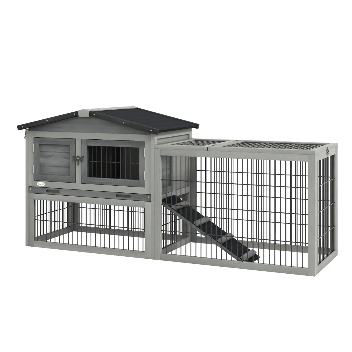 PawHut Pawhut Rabbit Hutch Pet House Outdoor Run Design w/ Water-Resistant Paint Ramp - Rabbit Hutch