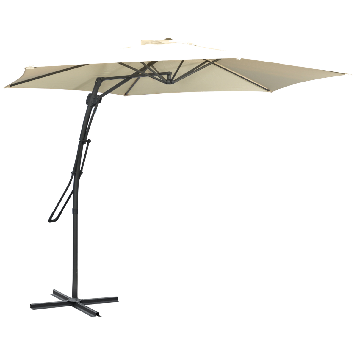 Outsunny Outsunny 3m Cantilever Parasol with Easy Lever Crank Handle 6 Metal Ribs White - Parasol