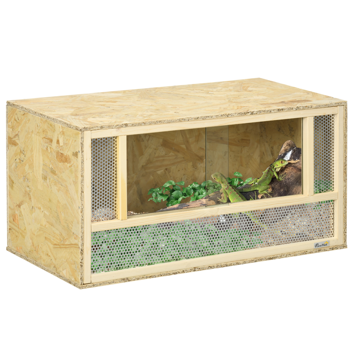 PawHut 80cm Reptile Terrarium Vivarium w/ Glass Sliding Doors, Breathable Mesh - from PawHut
