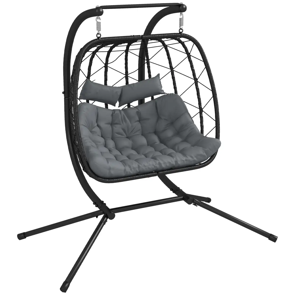 Outsunny Outsunny PE Hanging Swing Chair with Thick Cushion, Patio Hanging Chair, Black - Hammocks