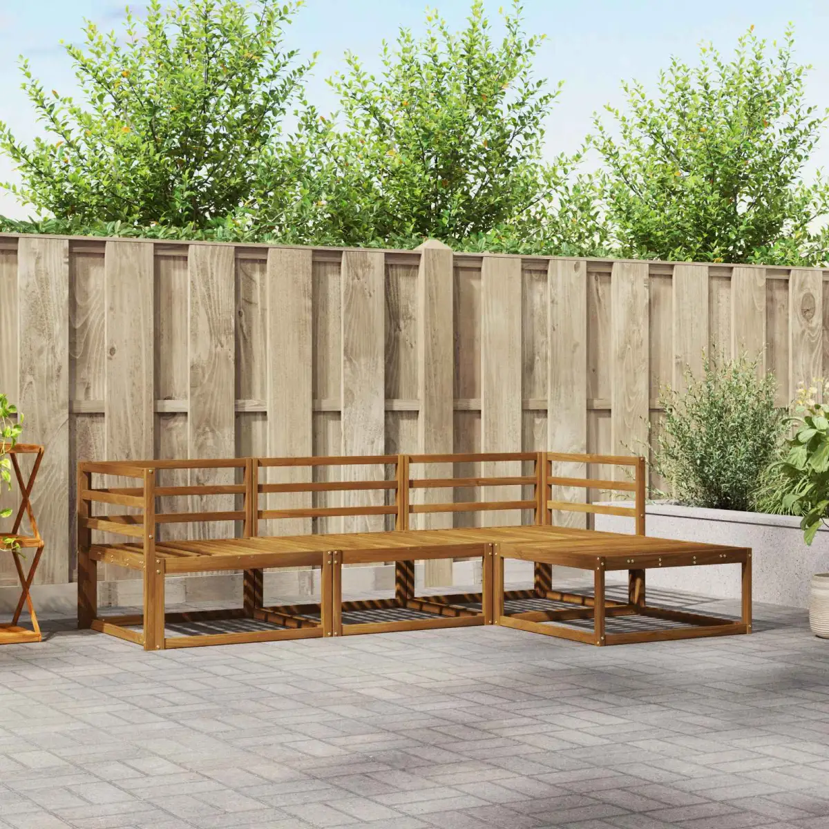 vidaXL vidaXL Outdoor Sofa Set 4 pcs Natural Solid Acacia Wood - Garden Sofa Sets