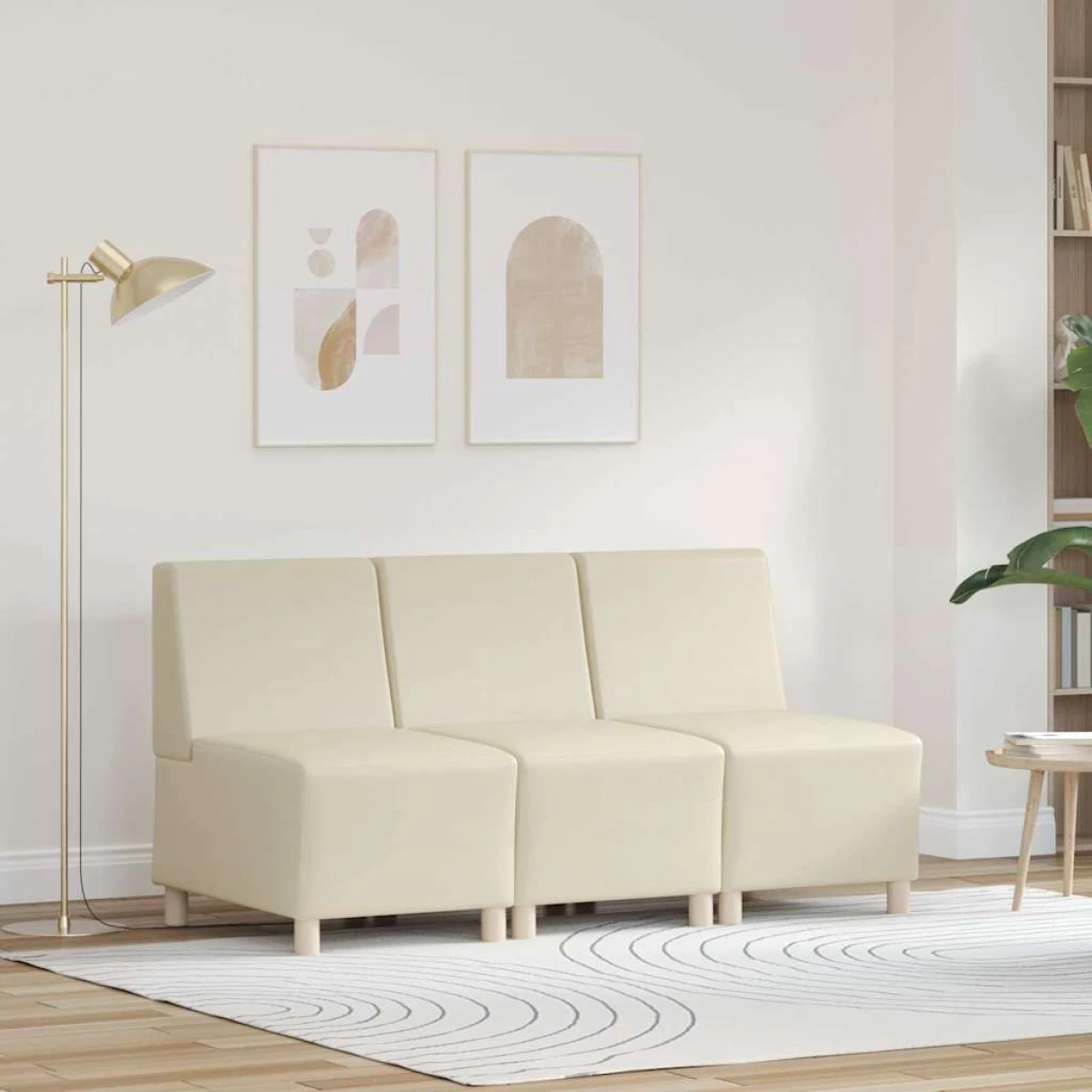 VidaXL Armless Modular Sofa 55x74x82 Cream Cozy Living Room by vidaXL