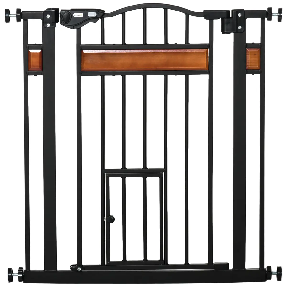 Unbranded Dog Gate Pet Safety Gate Cat Door Auto Close Pine Decor 74-80 cm Wide Pawhut - Pet Gate