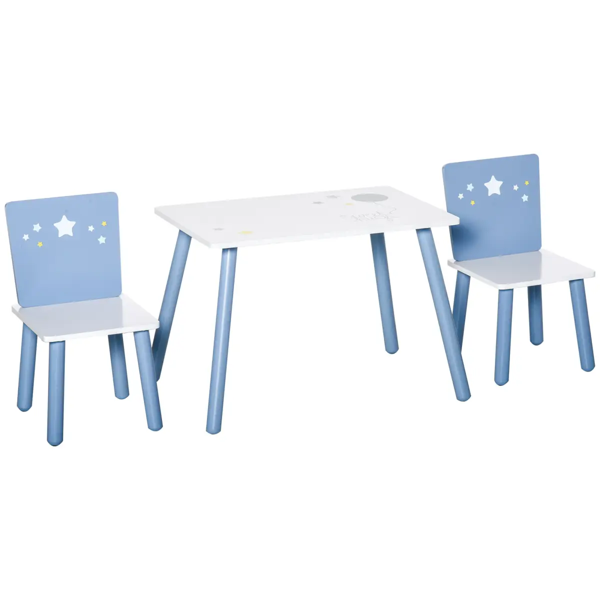Unbranded 3 Pcs Kids Table & Chairs Dining Set Wood Legs Safe Corners Seating HOMCOM - Garden Set