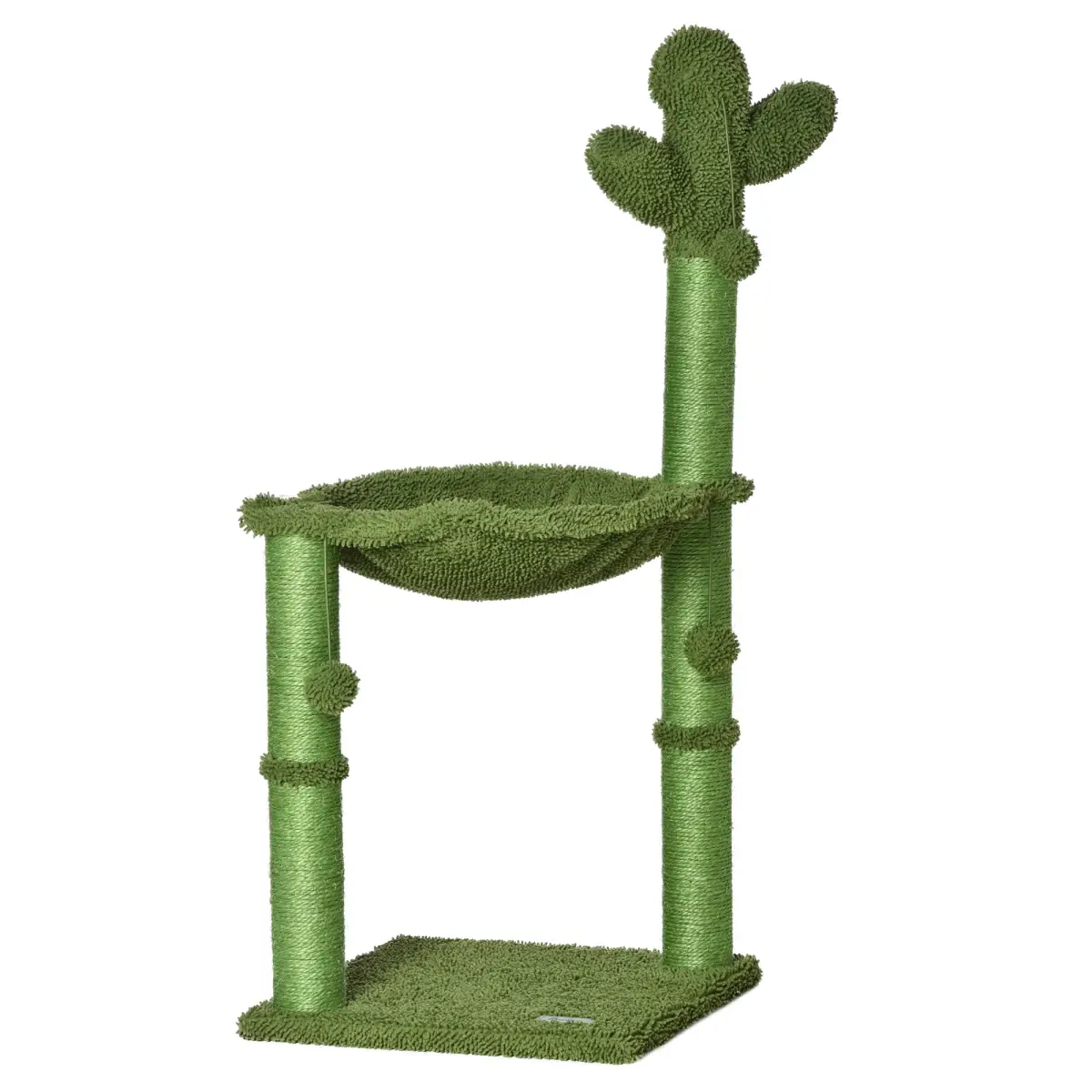 Pawhut Cactus Cat Tree for Indoor Cats w/ Scratching Post Hammock Bed Toy Ball - Green - Cat Tree