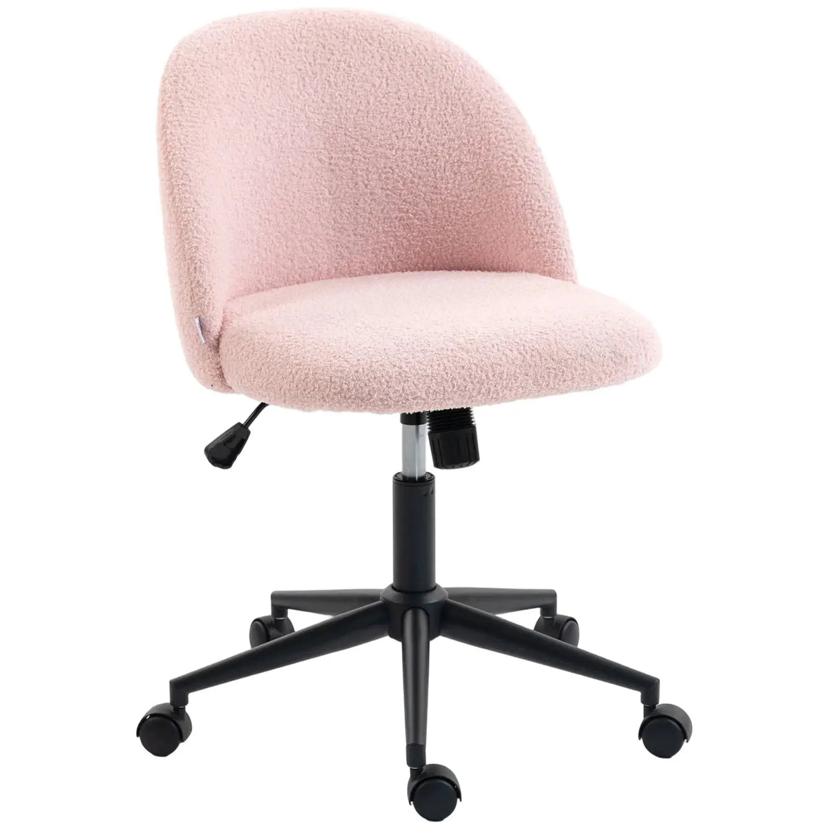 HOMCOM Teddy Fleece Office Chair with Wheels - Light Pink - from HOMCOM
