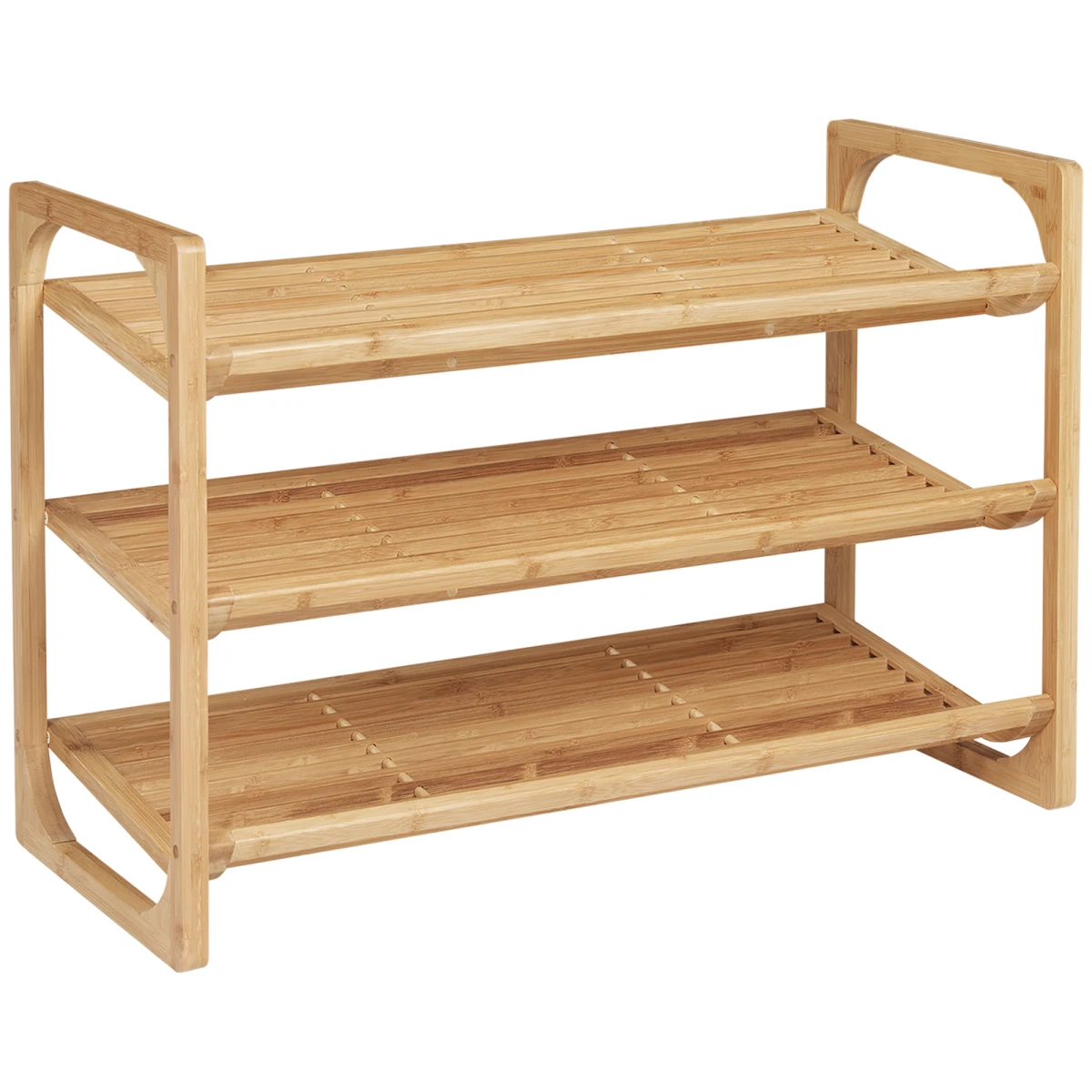 Bamboo Shoe Rack, 3-tier Shoe Storage Shelf for 9 Pair Shoes for Entryway by HOMCOM
