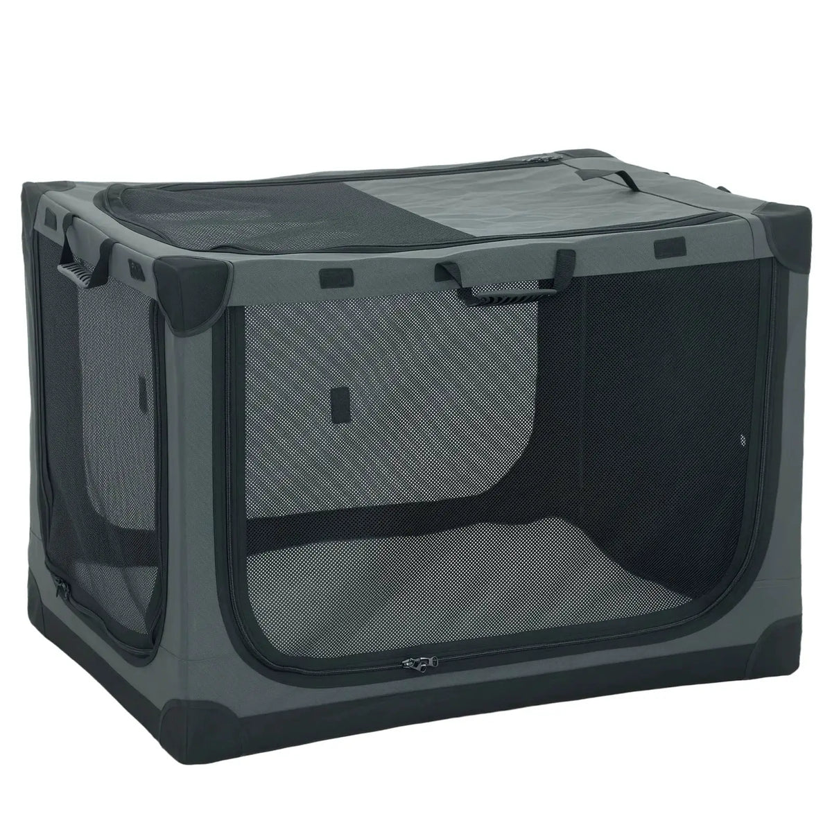 PawHut Soft Dog Crate Pet Travel Crate 90 x 64 x 64 cm with Removable Pad Mesh Window Army Green - from PawHut