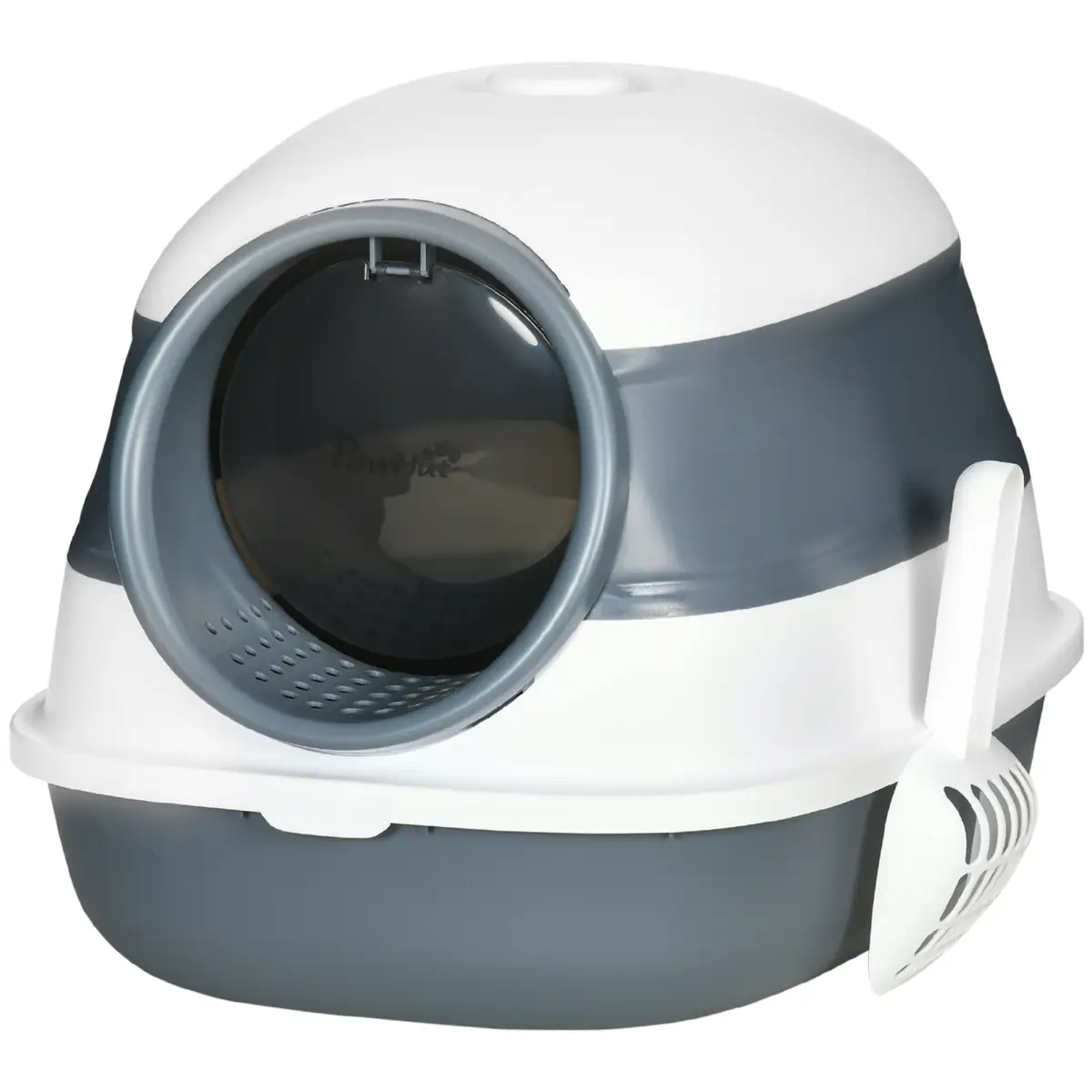 PawHut Cat Litter Tray with Lid, Hooded Cat Litter Box w/ High Side, Deodorant, Scoop - Cat House