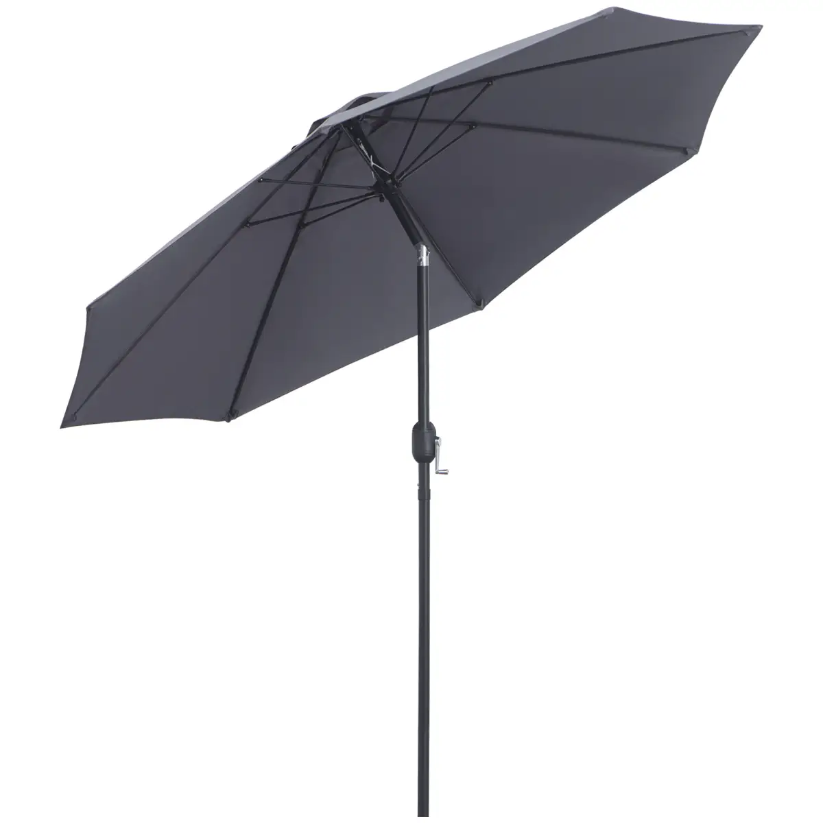 Outsunny 2.7M Patio Sun Umbrella Parasol Tilt Shade Aluminium Charcoal Grey - Parasol