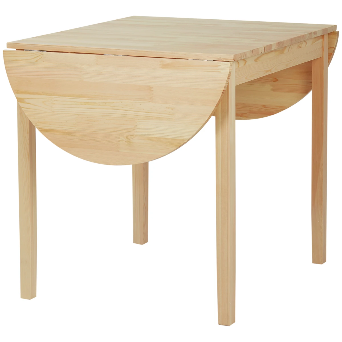 HOMCOM Premium Pinewood Expandable Drop Leaf Dining Table For 4 To 6 People Natural Finish - Dining Table
