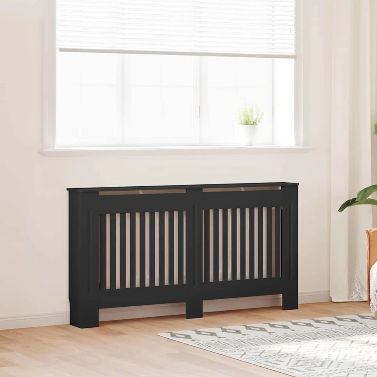 vidaXL VidaXL Radiator Cover 152x19x81.5cm Black Living - Radiator