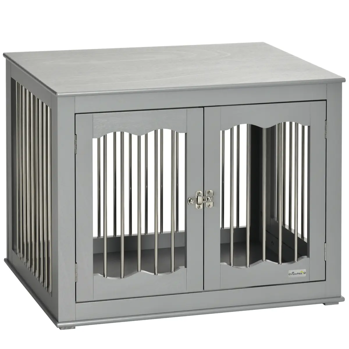 PawHut Wood Dog Crate Furniture W/ Three Doors, Locks & Latches, for Medium Dogs - Dog Crate