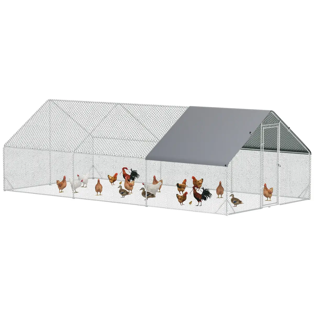PawHut PawHut Walk In Chicken Run Large Galvanised Chicken Coop with Cover 6 x 3 x 2m - Chicken Coop