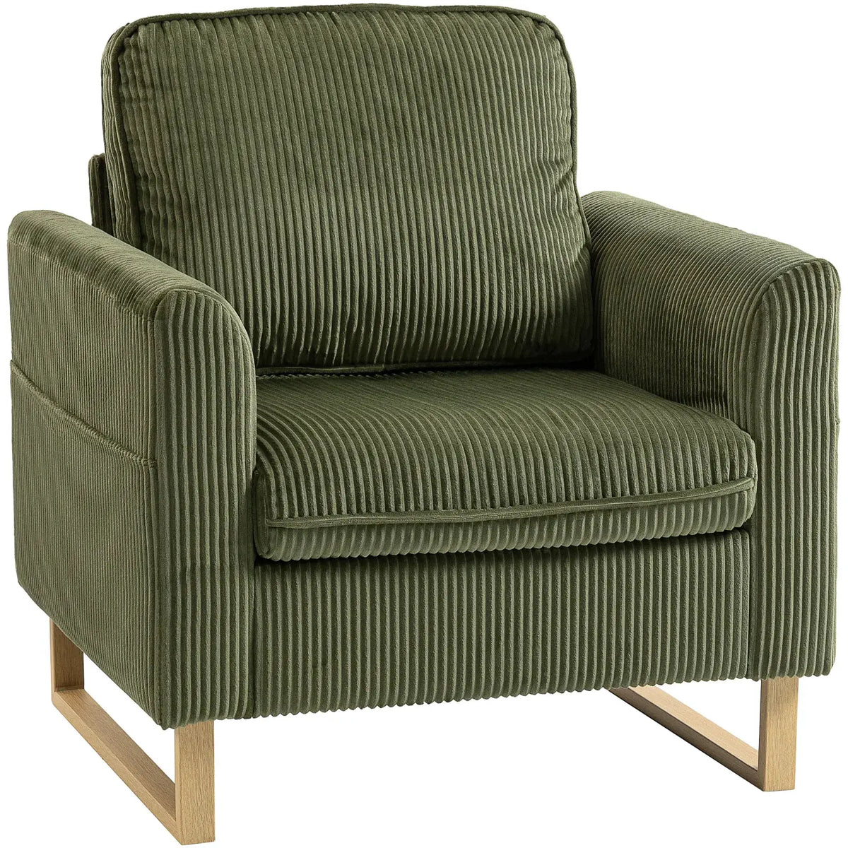 HOMCOM Accent Chair with Spring, Modern Industrial Armchair with Metal Legs for Livingroom Dark Green - from HOMCOM