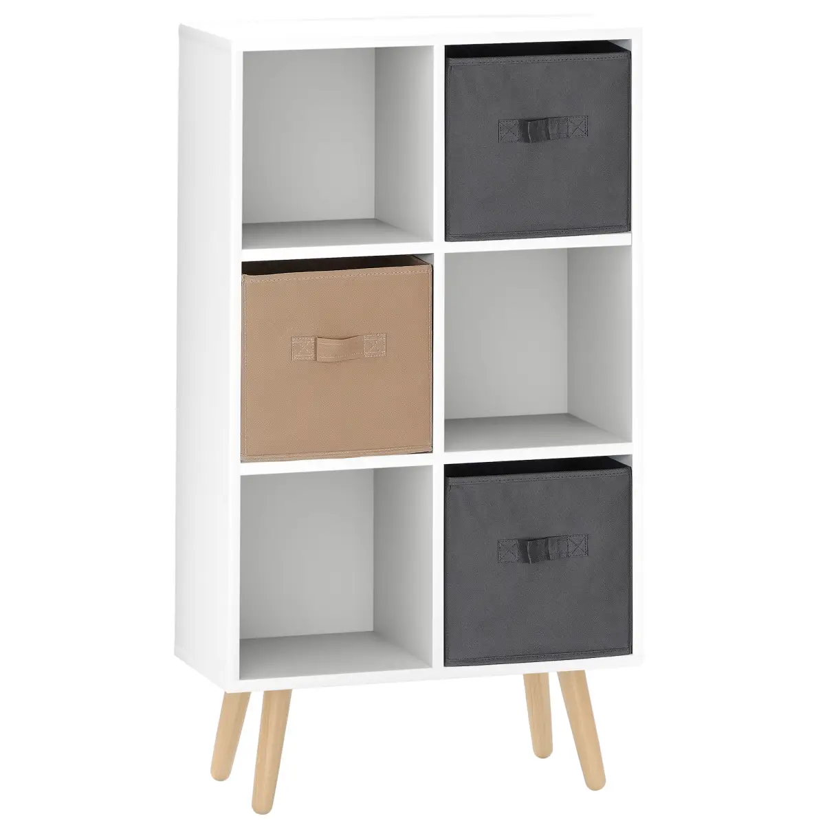 HOMCOM HOMCOM Freestanding 6 Cube Storage Cabinet Unit Bookcase w/ 3 Drawer White - Display Cabinet