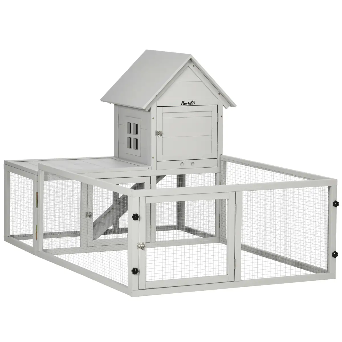 PawHut PawHut Rabbit Hutch Guinea Pig Cage w/ Slide-Out Tray, Fenced Area - Rabbit Hutch